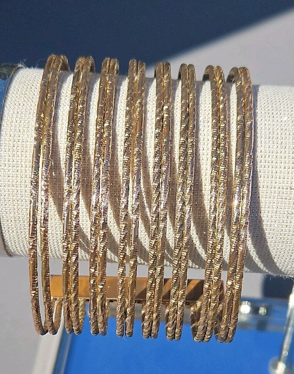Coppery Gold Tone Multi-Wire Bangle Cuff Bracelet Upper Arm